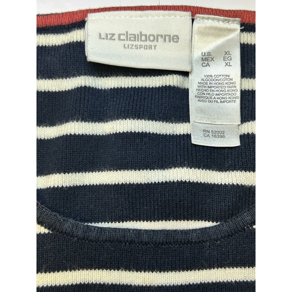 Lizsport Striped Sweater Vintage  Liz Claiborne Womens XL Preppy - Picture 8 of 11